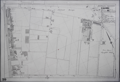 853531 Plattegrond van een deel van de stad Utrecht (het gebied tussen de Vaartsche Rijn/ spoorlijn/ de 3e Algemene ...